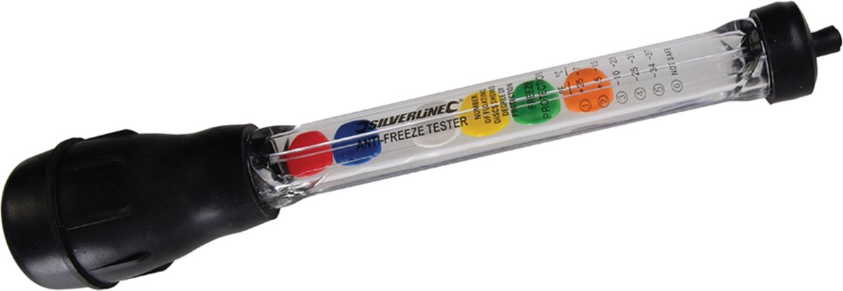Silverline Antivries tester - Bereik -7 tot -37 graden - Gekleurde schijfjes - Plastic frame