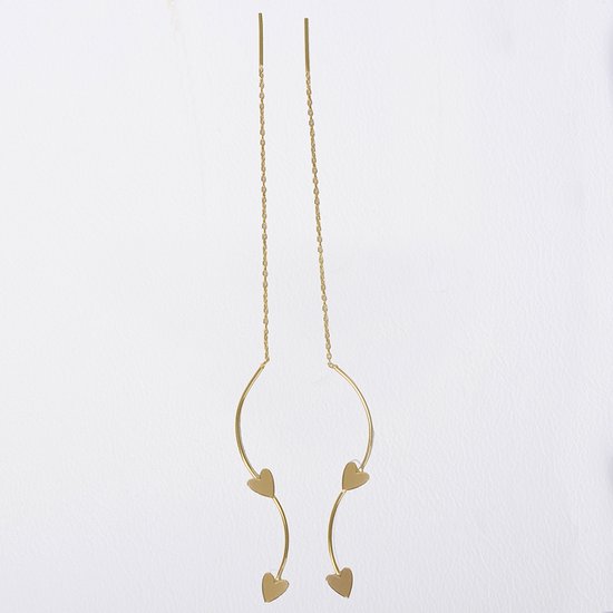 MeYuKu - Bijoux- Boucles d'oreilles en or 14 carats - Coeurs - Forme S