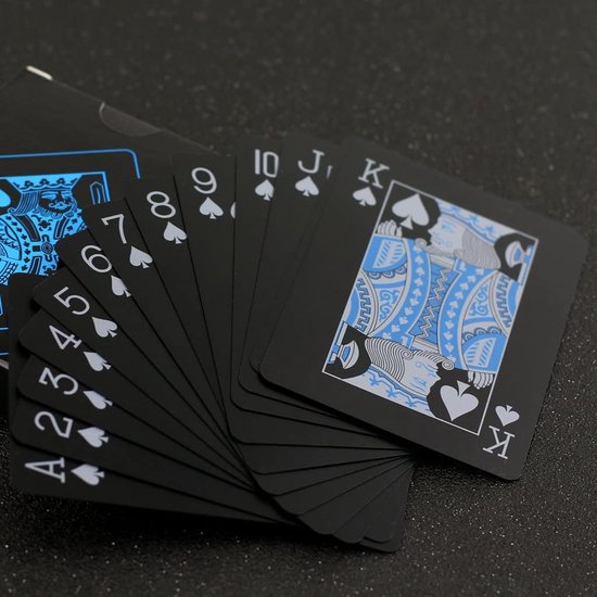 Thumbnail van een extra afbeelding van het spel *** 2 sets Black and Blue Speelkaarten Waterdicht - Poker Kaarten Waterdicht - 108 Kaarten