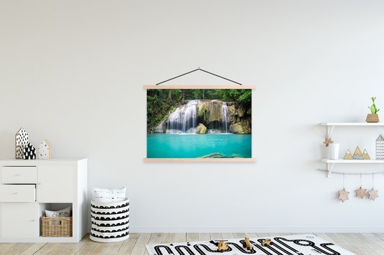 Porte-affiche avec affiche - Affiche scolaire - Water - Cascade - Arbres - 150x100 cm - lattes vierges