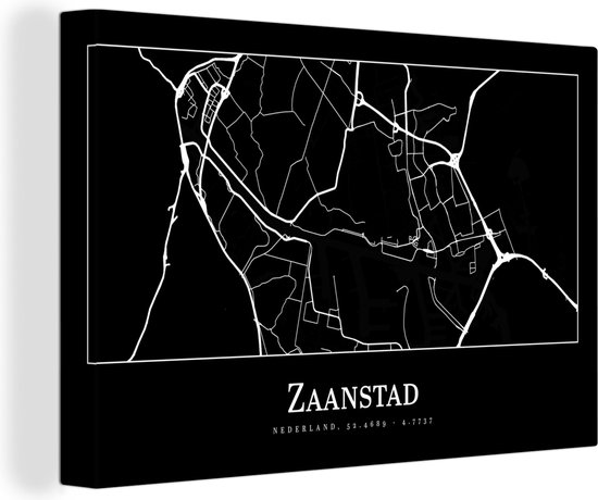Tableau sur toile Plan d'étage - Carte - Zaanstad - Plan de la ville - 140x90 cm - Décoration murale