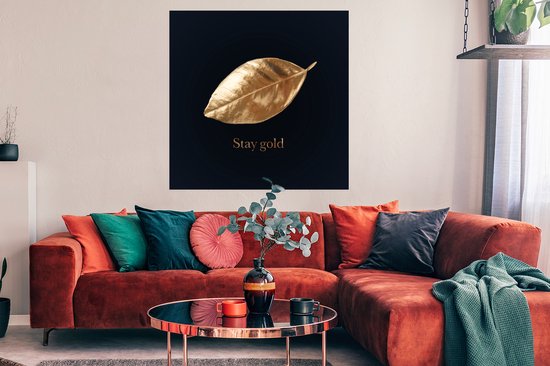 Feuille d'or avec la citation Stay gold poster papier 100x100 cm - Tirage photo sur Poster (décoration murale salon / chambre) / Poster Plantes