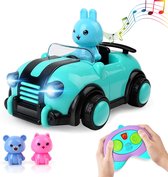 Speelgoed voor jongens van 2 jaar-LED verlichting op afstand bestuurbare auto vanaf 2 jaar- groen speelgoed automodel met 1 konijnen- 2 berenspeelgoed -voor jongens en peuters-cadeaus