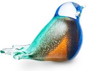 Glasobject vogel mini urn glas blauw/wit/groen/bruin/oranje