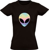 Alien Kleurrijk Hoofd Dames T-shirt - buitenaards wezen - ruimtevaart - ufo - mars - astronaut - heelal - cadeau