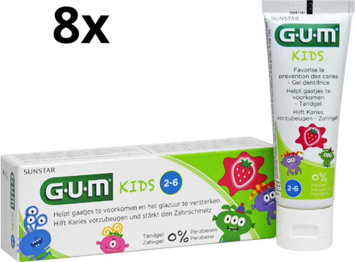 Goedkoopste GUM Kids Tandpasta (2-6 jaar) - 8 x 50 ml - Voordeelverpakking