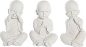 Decoratieve figuren DKD Home Decor Verouderde afwerking Wit Monnik Orientaals Magnesium (24 x 22 x 39 cm) (3 Stuks)