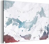 Wanddecoratie Metaal - Aluminium Schilderij Industrieel - Wereldkaarten - Japan - Zilver - 120x80 cm - Dibond - Foto op aluminium - Industriële muurdecoratie - Voor de woonkamer/slaapkamer
