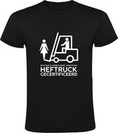 Heftruck Gecertificeerd Heren T-shirt | magazijn | transportmiddel | voorlader | humor | grappig | Zwart