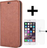 Magnetische Wallet case voor iPhone 6/6S en gratis protector Bruin