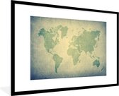 Fotolijst incl. Poster - Wereldkaart - Wereldbol - Groen - Kids - Jongens - Meid - 90x60 cm - Posterlijst