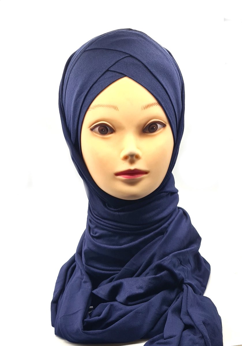Hoofddoek, Elegante Blauwe hoofddoek, Mooie hijab.