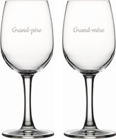 Witte wijnglas gegraveerd - 26cl - Grand-père & Grand-mère