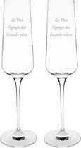 Champagneglas gegraveerd - 27cl - Le Plus Sympa des Grands-Pères & La Plus Sympa des Grands-mères