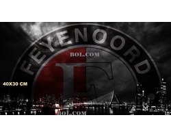 Feyenoord Skyline Rotterdam by Night Groot Wandbord, Maat 40x30 cm Sport - Voetbal-Werkplaats-Garage-Classic Car-oldtimer-Man Cave-Wandbord mancave-Kroeg decoratie-Tekstbord-Metalen wanddecoratie