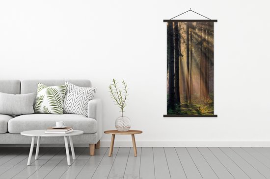 Porte-affiche avec affiche - Affiche scolaire - Arbres - Forêt - Soleil - Plantes - 90x180 cm - Lattes noires