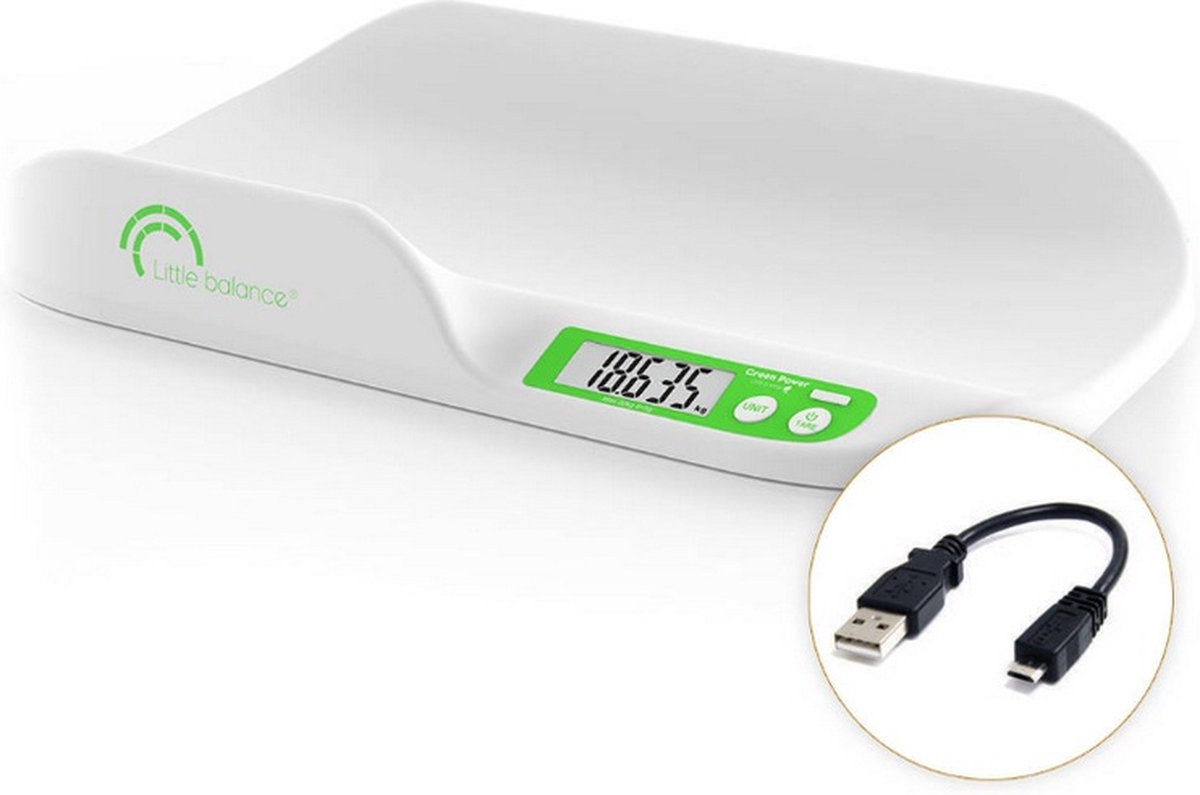 Little balance 8243 babyweegschaal - ook voor dieren - USB oplaadbaar - per 5g - tot max 20kg - stabilisatiesysteem