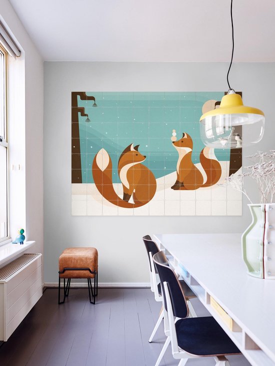 IXXI Vosjes, Elke Uijtewaal - 100 x 80 cm - Outil d'accrochage gratuit - Grande décoration murale et affiches - Illustrations, Digital Art, Ludique, Coloré