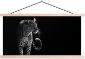 Porte-affiche avec affiche - Affiche scolaire - Animaux sauvages - Léopard - Nature - Zwart - Wit - 120x60 cm - Lattes transparentes