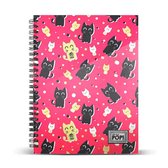 Oh My Pop - notitieboek - ruitjes - uitneembaar voor in ringmap - katten - notebook - spiraal