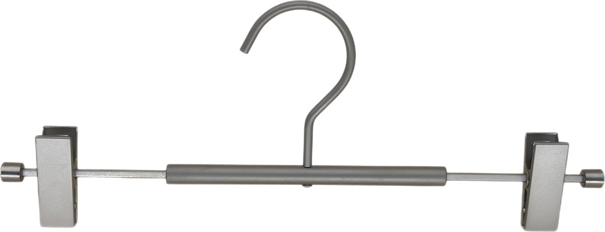 TopHangers [Set van 5] - Moderne mat zilveren aluminium knijperhanger | Met verschuifbare knijpers voorzien van anti-slip kussens | Geschikt voor broeken / shorts / rokken / lingerie