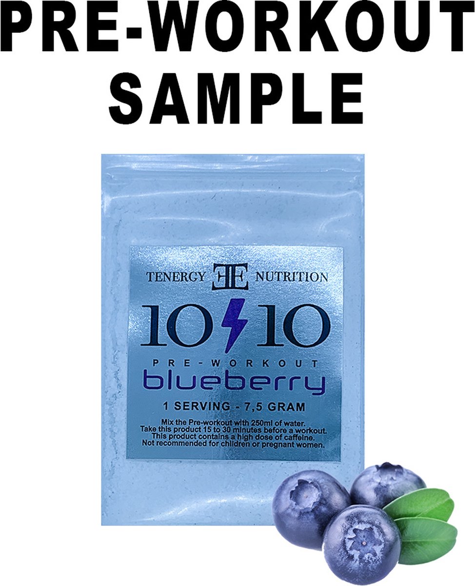 10ERGY - Pre-workout Sample - Blueberry - pwo tester - Fitness gym Supplement - 1 dosering a 7,5 gram