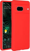 Google Pixel 7 Hoesje Siliconen - Accezz Liquid Silicone Backcover - Rood
