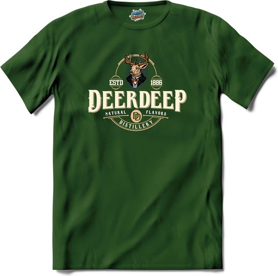 Deer Deep | Drank - Bar - Drink - T-Shirt - Unisex - Bottle Groen - Maat L