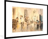 Fotolijst incl. Poster - Schilderij - Olieverf - Abstract - Skyline - 90x60 cm - Posterlijst
