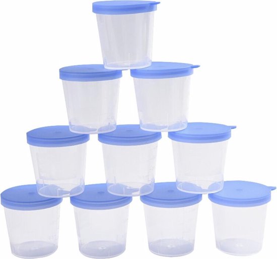 Foto: Wisegoods premium urine potjes steriel plas container anti lek herbruikbaar zwangerschap bakjes 10x40 ml transparant