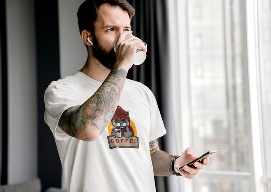 T-shirt Café - Wurban Wear | Chemise drôle | Chat de Café | Vêtements | Chemise