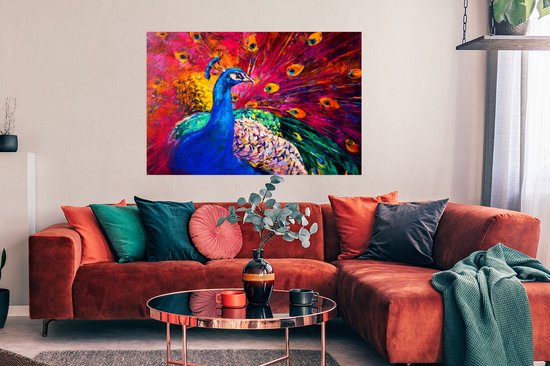 Affiche Peinture - Vogel - Paon - Peinture à l'huile - 120x90 cm