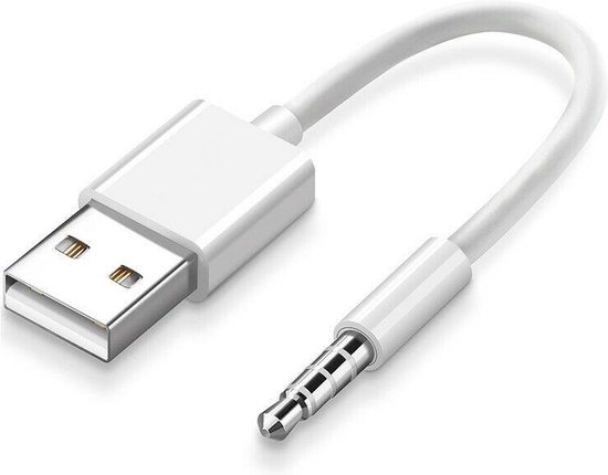 USB kabel 0,1 m. Data oplaadkabel. Oplader laadkabel past op Apple iPod Shuffle 1, Shuffle 2, Shuffle 3, Shuffle 4, Shuffle 5, Shuffle 6