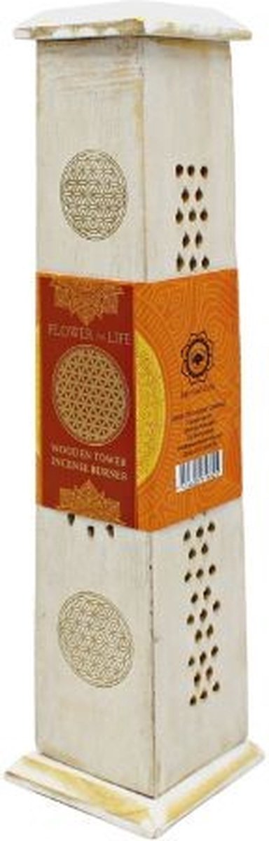 Green Tree Tower Incense Burner White Flower of Life