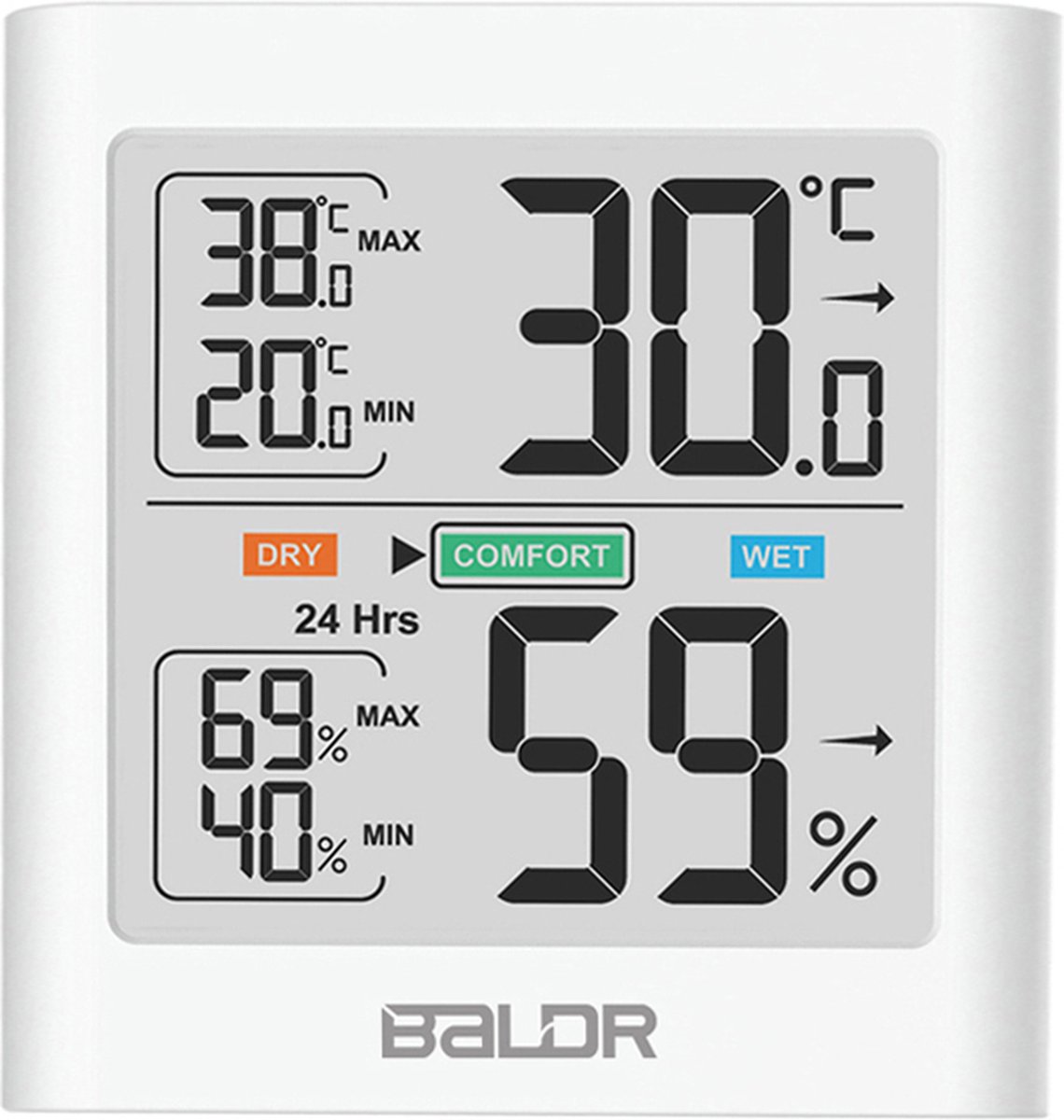 Baldr Hygrometer - Luchtvochtigheidsmeter - Digitaal Weerstation - Binnen - Wit