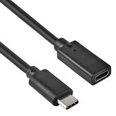 USB C verlengkabel - 1 meter - Zwart - Data en charging functie - Allteq