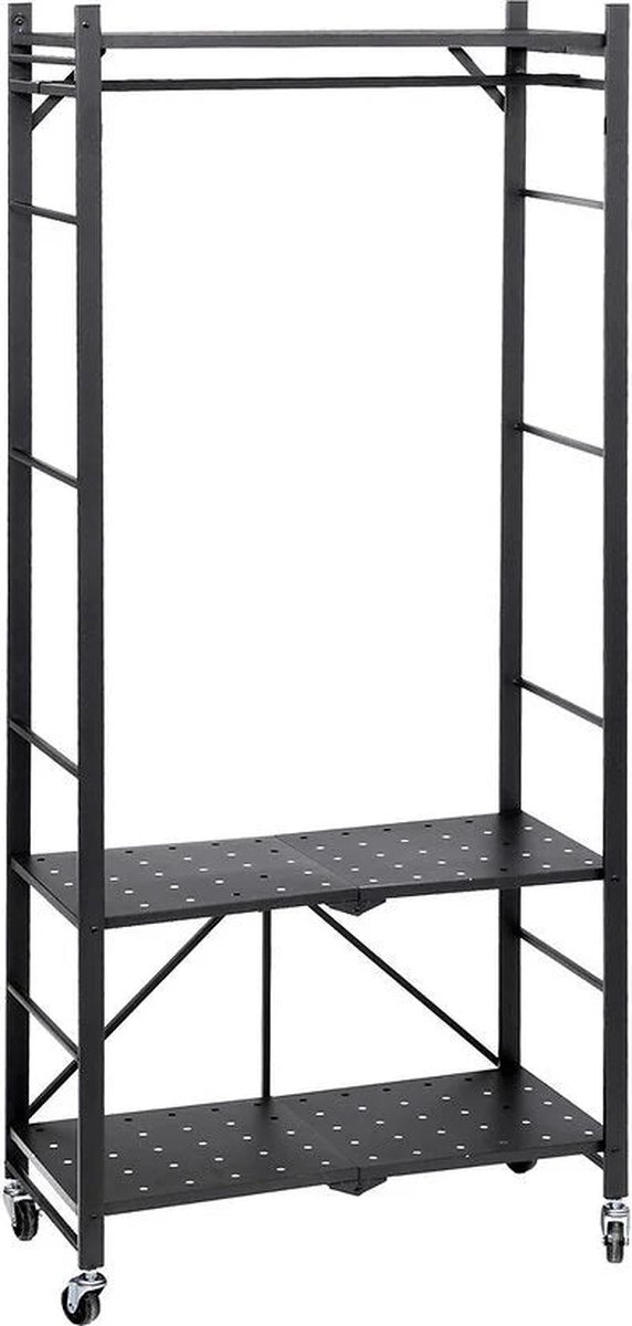Atmosphera - Opvouwbare Plank Met Metalen Kast - Zwart - B70cm x D36,5cm x H164cm