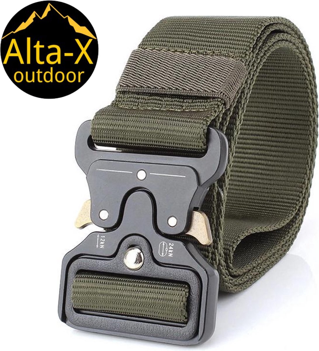 Alta-X Outdoor - Tactical Belt - Groen - Werkriem - Leger Riem - Veiligheidsriem - Heup Riem - Quick Release - 125 CM - Verstelbaar - vaderdag kado