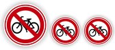 Geen fietsen plaatsen verkeersbord sticker set 3 stuks.