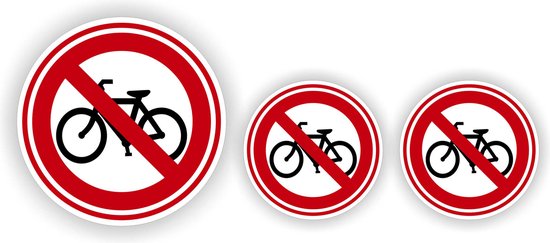 Geen fietsen plaatsen verkeersbord sticker set 3 stuks.