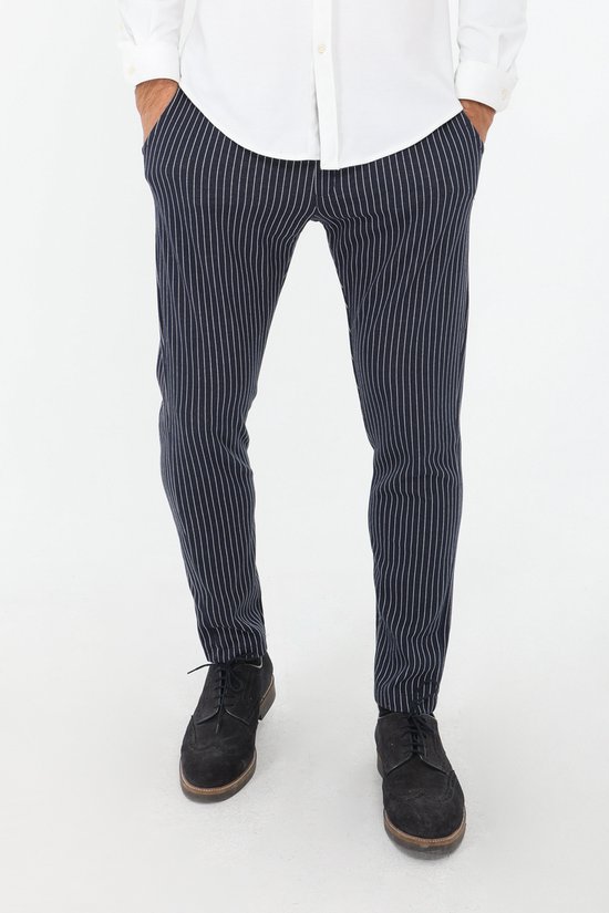 Pantalon confortable pour homme - avec stretch - bleu à rayures - taille XL