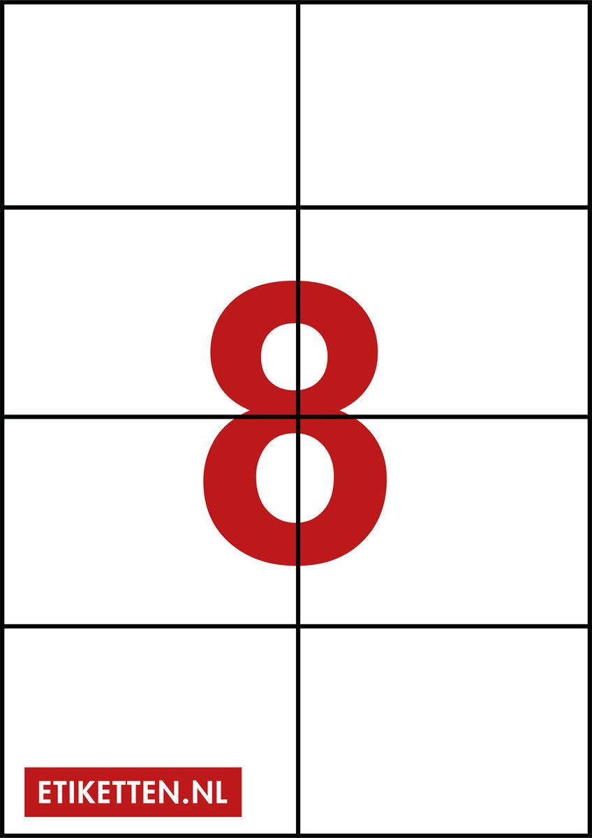 Master Etiketten - Etiketten op A4 Vel - 105 x 74 mm - 8 stickers per vel - 200 vel