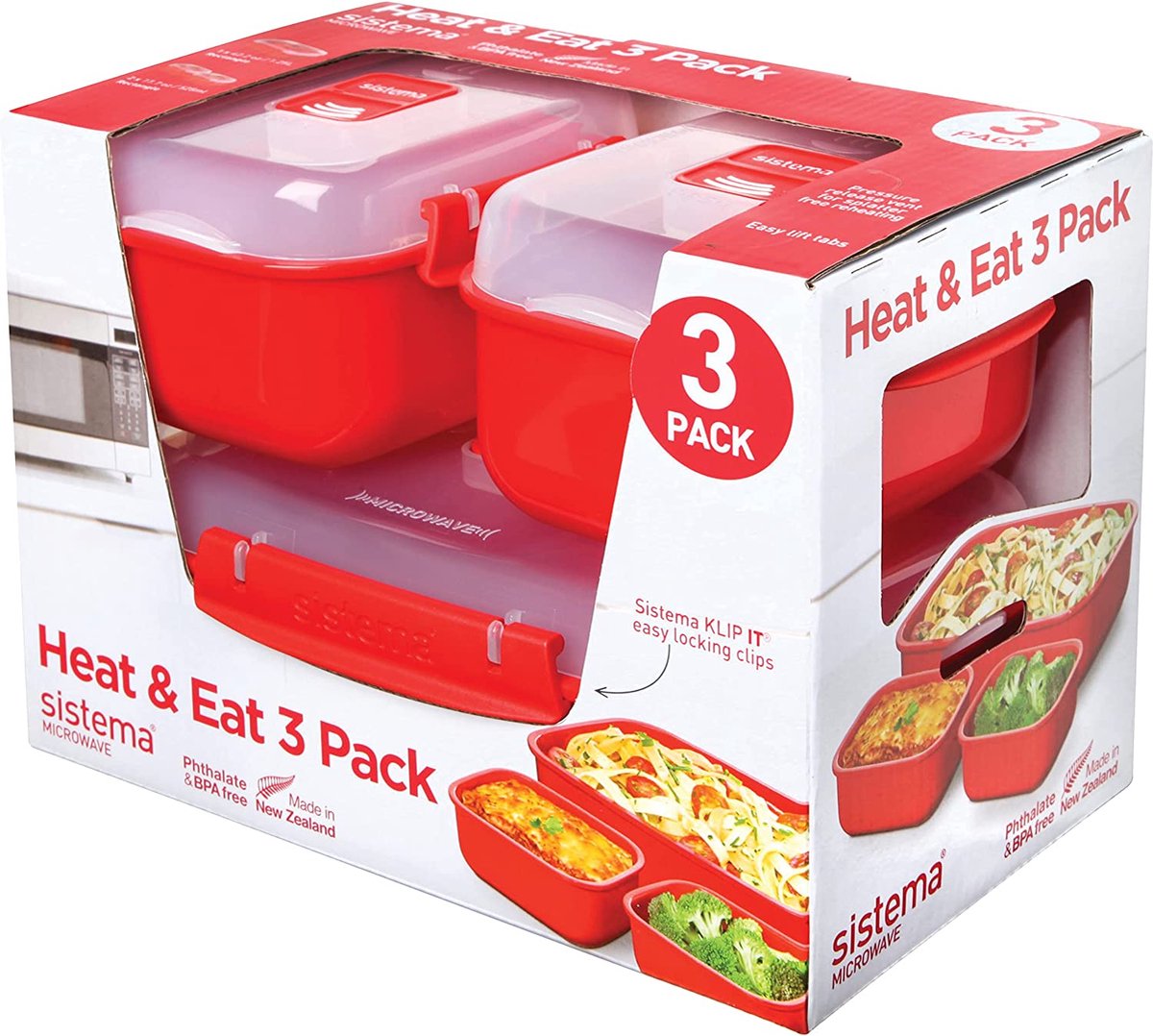 BORZMARKT - Sistema Magnetronservies Set Heat & Eat, plastic, rood, 23 x 14,1 x 16,4 cm