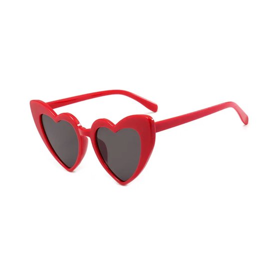 RANO - Hartjes zonnebril - Rood - festival / hippie / techno / rave bril / hart / hartvorm / bride to be / vrijgezellenfeest vrouw / bachelor party / bachelorette / hartenbril / carnaval / accessoires / feest / gekke bril / verkleed / valentijn