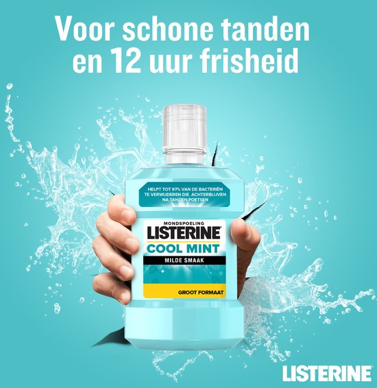 LISTERINE Cool Mint Milde Smaak, mondspoeling zonder alcohol met etherische oliën,...