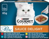 Gourmet Perle Sauce Delight - kattenvoer natvoer - rund, kip, tonijn & zalm - 48 x 85 gr