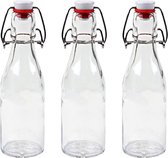 RANO - 3x beugelfles 200ml - Luchtdicht - fles met beugelsluiting / beugelflessen / weckfles / inmaakfles / sapfles / glazen flesjes met dop / decoratie