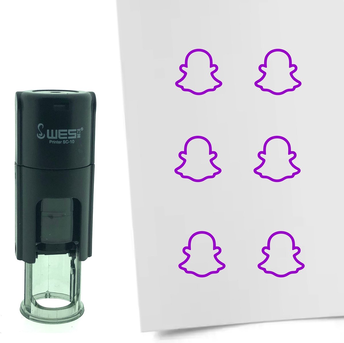 CombiCraft Stempel Snapchat logo 10mm rond - Paarse inkt
