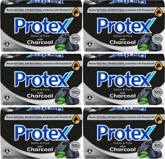 Protex Hand Soap Detox & Pure Charcoal - Savon antibactérien pour les mains  - 6 x 90g... | bol