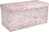 Intirilife Opvouwbare bank 76x38x38 cm in fluweel rosé - zitkubus met opbergruimte en deksel met fluwelen hoes - zitkubus voetensteun opbergkist zitkruk